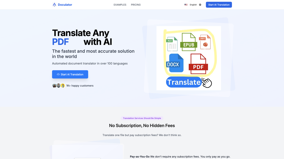 Doculator - Translate Document with AI to 100+ Languages