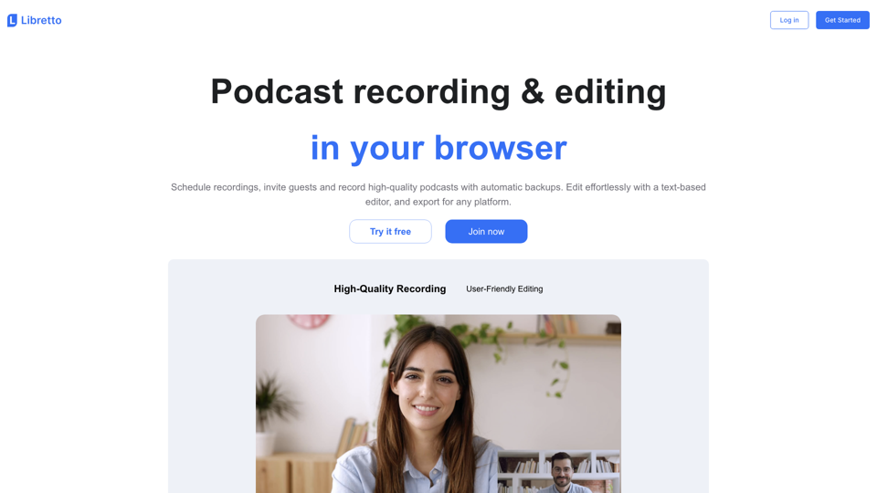 Libretto | Podcast recording & editing in your browser.