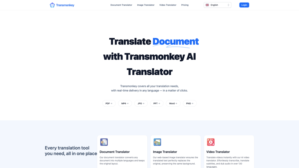 Translate Document, Image, Video Online with AI | Transmonkey