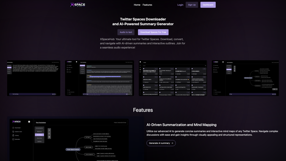 X/Twitter Spaces Downloader and AI-Powered Summary Generator |  xspacehub.com