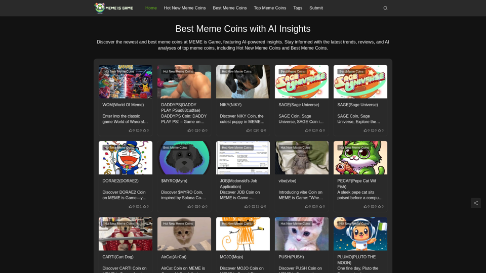 MEME Is Game - Best Meme Coins with AI Insights