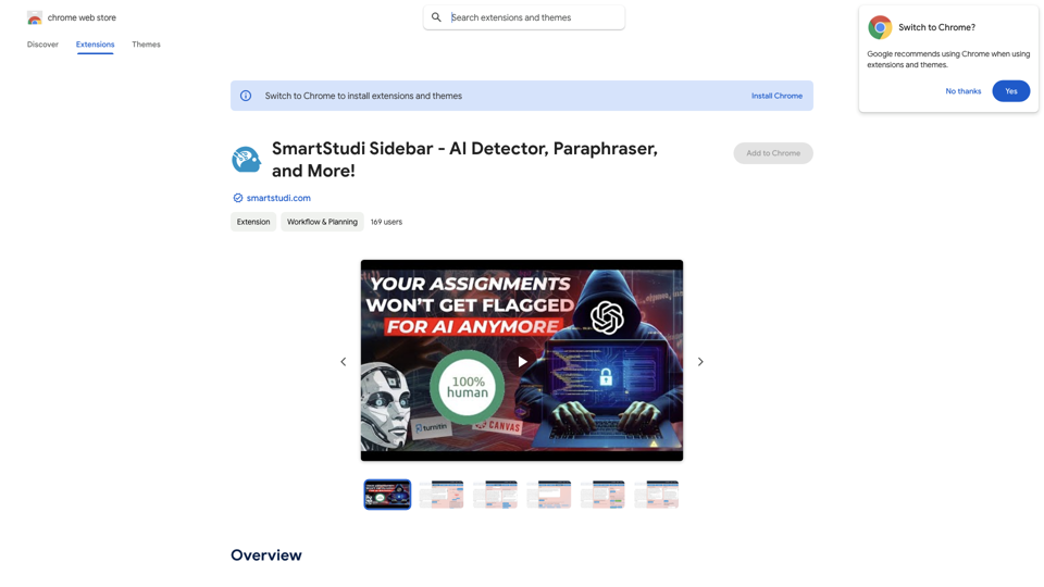 SmartStudi Sidebar - AI Detector, Paraphraser, and More! - Chrome Web Store