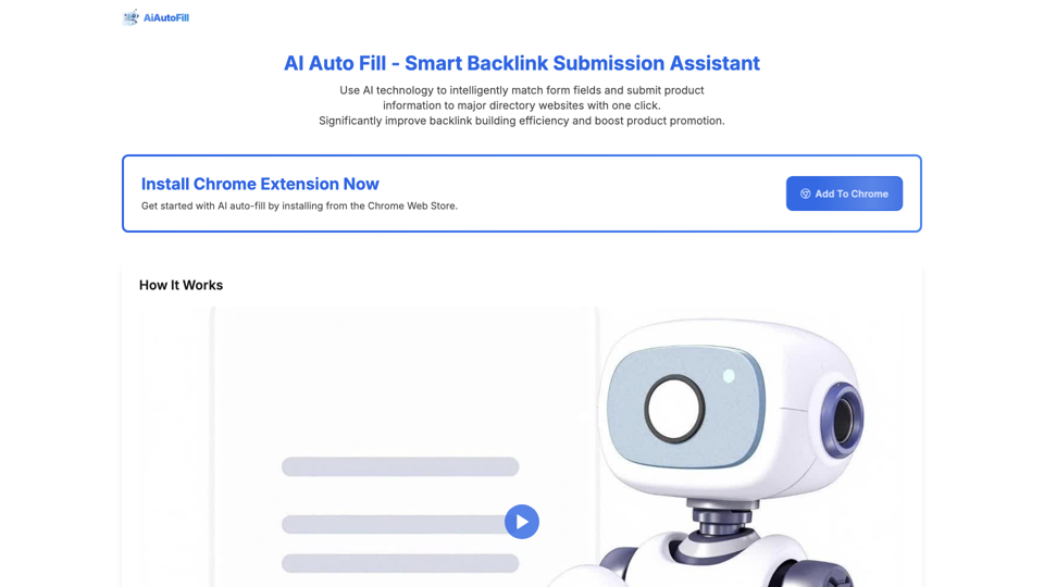 AI Auto Fill - Smart Backlink Submission Assistant | One-Click Directory Form Automation