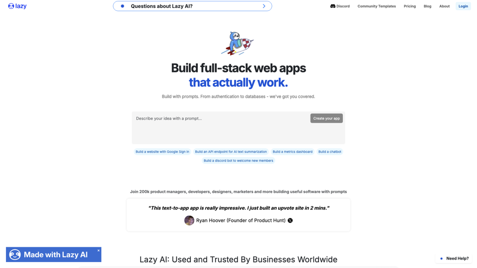 Lazy AI - Build full-stack web apps that actually work